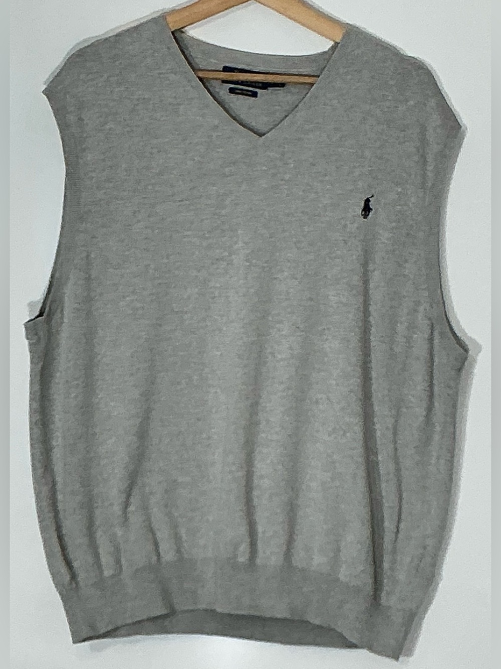 Polo Ralph Lauren Pima Cotton Sweater Vest Gray V-Neck Pony Logo Men’s XXL